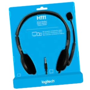 Logitech H111 Wired Headset, Stereo Headphones with Noise-Cancelling Microphone.